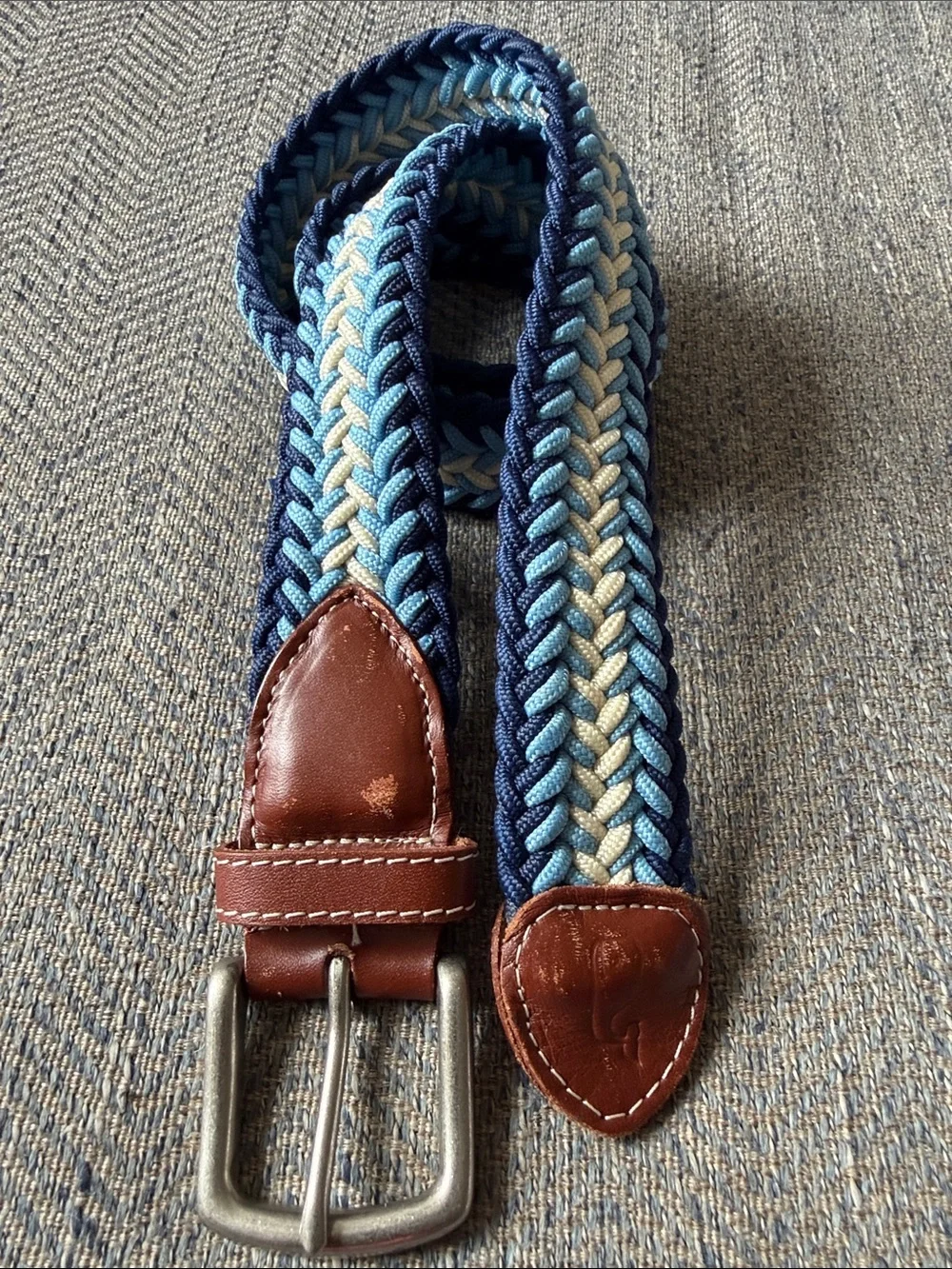 Vineyard Vines Men’s Blue/Light Braided Stretch Leather Belt Size: 30